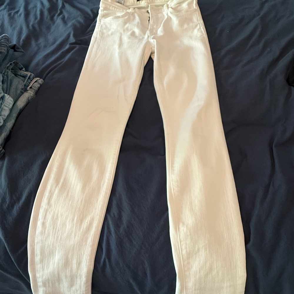 Cream Straight-Leg Jeans